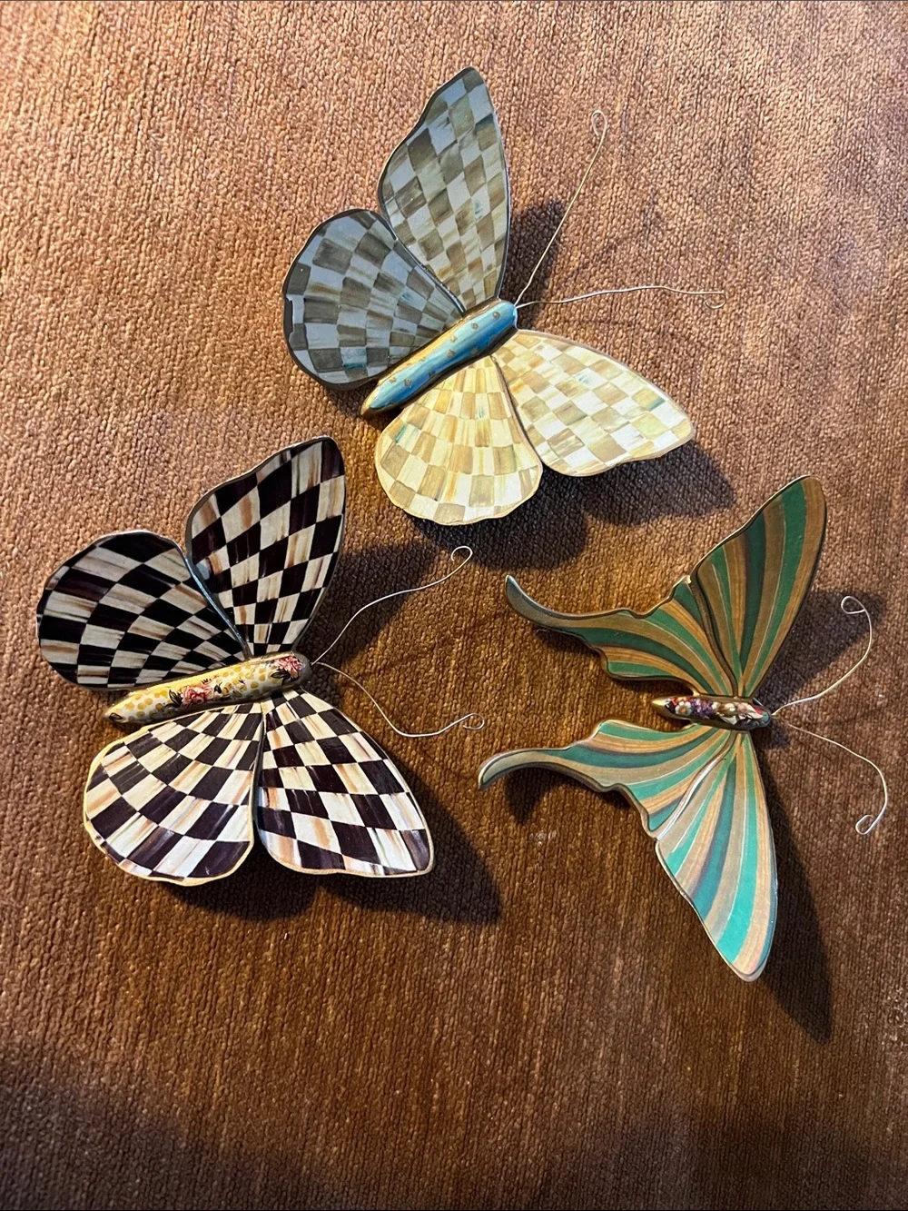Mackenzie Childs Butterfly Wall Art Set - Green, Cream, Black